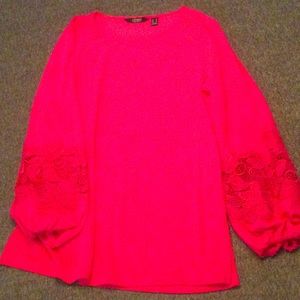 Dennis by Dennis base long sleeved lacework, womens small, pink, like new
